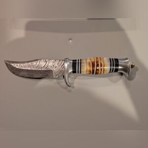 Elegant Damascus Steek Blade and Black Decorative Knife